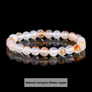 Natural Red Grass Agate Bracelet / Diameter 8.1-8.8mm (about 21-23 Pieces)