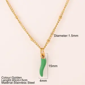 Clip Bead Necklace Green Pepper