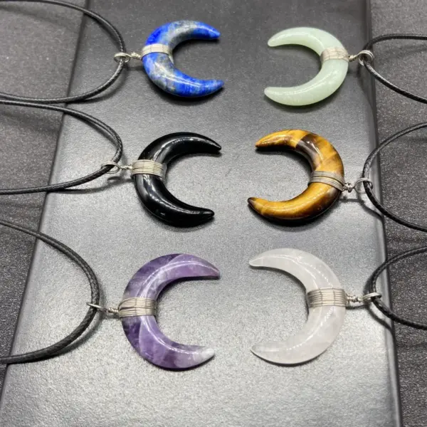 Wholesale Fashion Moon Crystal Polishing Pendant Necklace 1 Piece