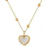 Wholesale Lady Heart Shape Shell Titanium Steel Plating Pendant Necklace 1 Piece