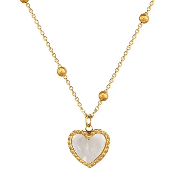 Wholesale Lady Heart Shape Shell Titanium Steel Plating Pendant Necklace 1 Piece