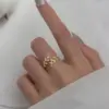 Copper Plating Inlay Leaves Rhinestones Open Rings