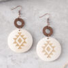 Wholesale Cross-border Bohemian Cactus Sun Aztec Pattern Wood Laser Disc Stitching Earrings