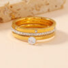 Wholesale Diamond-studded clay stainless steel ring set