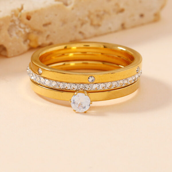 Wholesale Diamond-studded clay stainless steel ring set