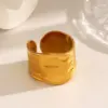 Wholesale Ion Plating (IP) 18K Gold Plated Geometric 304 Stainless Steel Streetwear Cool Style Waterproof Non Tarnish Open Rings