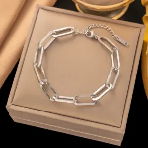 4 [Ae29] Thick Type Cross Chain Bracelet / Steel Color