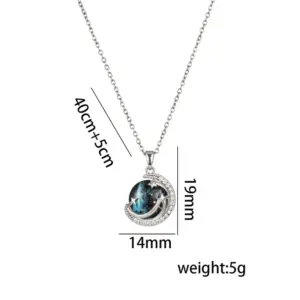 353 Sun Moon Star Necklace / Steel Color