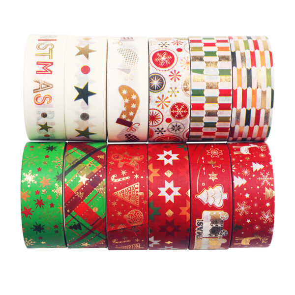 Wholesale DIY Decorative Hand Ledger Tape New Christmas Hot Stamping Washi Tape Hand Tearing