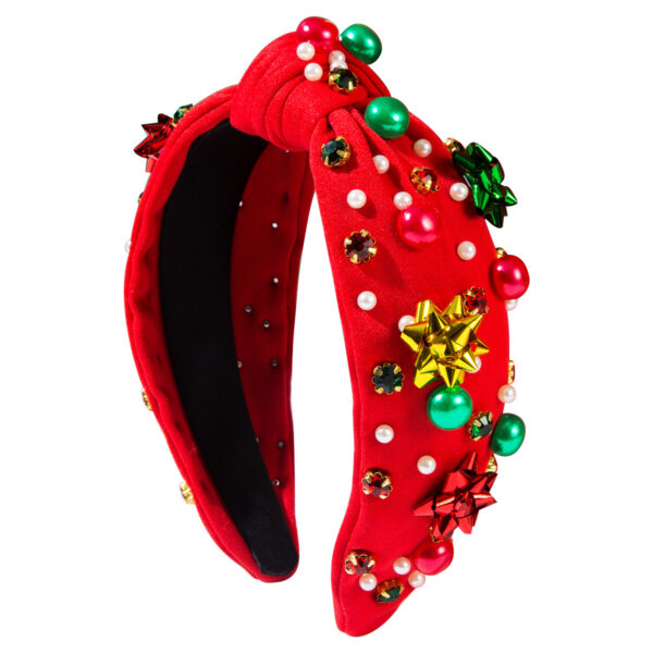 Wholesale Christmas hair band red green plastic flower aessories pearl headband simple hair aessories