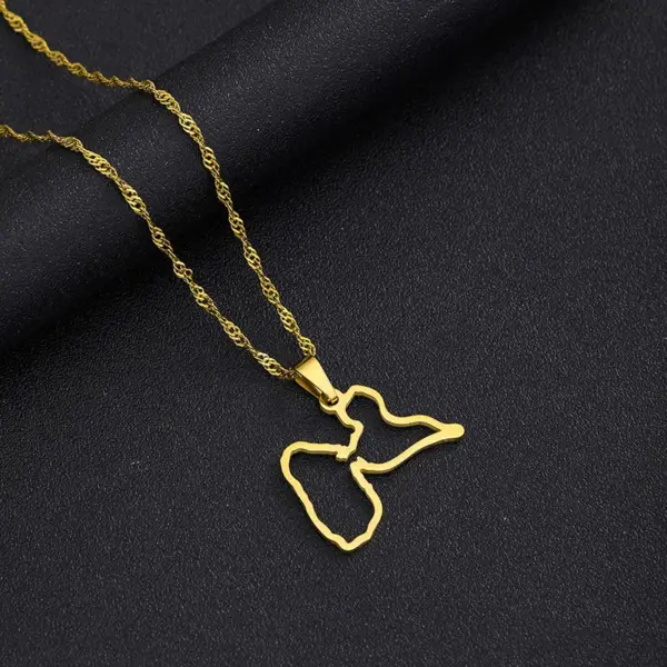 Wholesale Jewelry Vintage Style Map Guadeloupe Map 201 Stainless Steel 304 Stainless Steel Plating Pendant Necklace