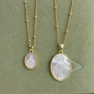 Fashion Virgin Mary Oval Copper Necklace In Bulk