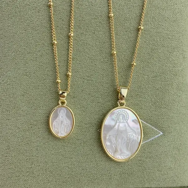 Fashion Virgin Mary Oval Copper Necklace In Bulk