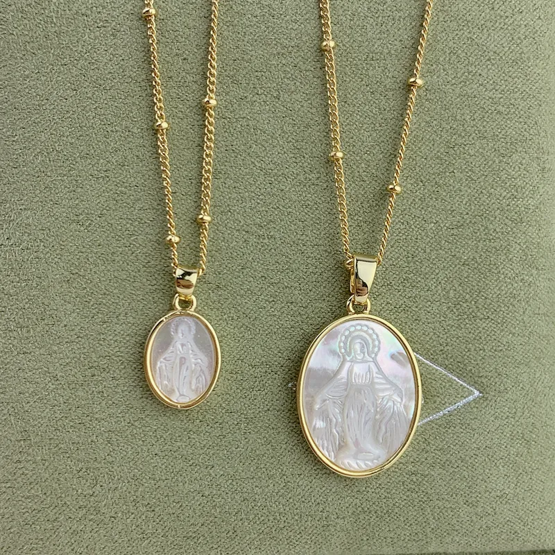Wholesale Fashion Virgin Mary Oval Copper Necklace In Bulk