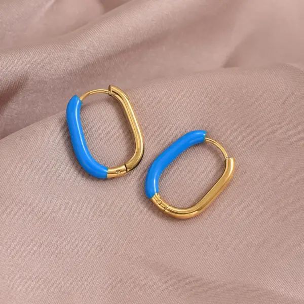 Wholesale PVD Coated Real Gold Plated U Shape 304 Stainless Steel Synthetic Resin IG Style Simple Style Waterproof Non Tarnish 304 Stainless Steel Earrings