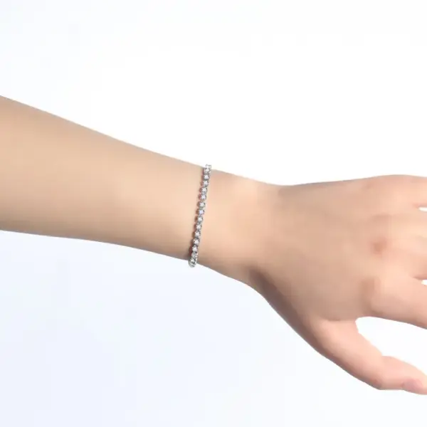Wholesale Fashion Round Titanium Steel Inlay Zircon Bracelets 1 Piece