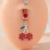 Wholesale Big Red Cherry Belly Button Ring Fruit Piercing Jewelry Belly Hoop Belly Buckle Women's Fashion Accessory For Party And Festival