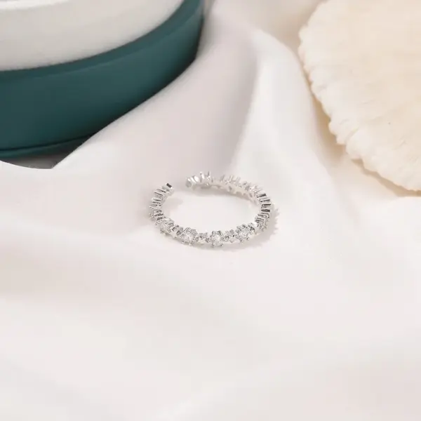 Wholesale Sweet Open Copper Inlaid Zircon Simple Five-pointed Star Ring