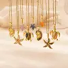 Wholesale Jewelry Beach Tortoise Starfish 304 Stainless Steel 18K Gold Plated Stainless Steel Necklaces