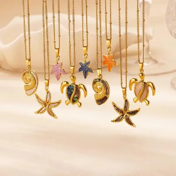 Wholesale Jewelry Beach Tortoise Starfish 304 Stainless Steel 18K Gold Plated Stainless Steel Necklaces
