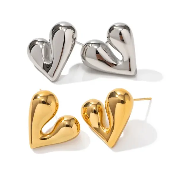 1 Pair IG Style Casual Heart Shape Plating 304 Stainless Steel 14K Gold Plated Stainless Steel Earrings