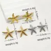 Wholesale 304 Stainless Steel Starfish Ion Plating (IP) Golden Plated Elegant Retro Waterproof Non Tarnish Gold Silver Ear Studs