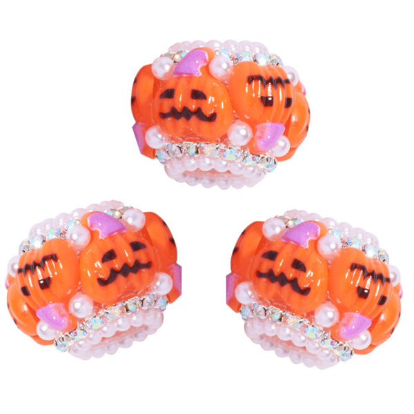 Wholesale pumpkin rhinestone ball straight hole loose beads DIY mobile phone keychain jewelry aessories