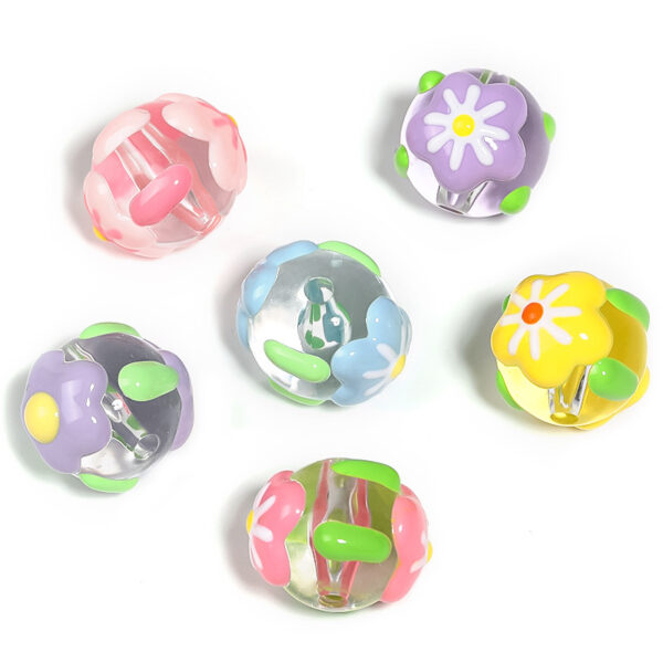 Wholesale drop oil painting beaded flowers snowflake acrylic beads