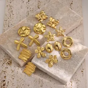 Wholesale 1 Pair IG Style Casual Princess Geometric Star Donuts 304 Stainless Steel Imitation Gold Ear Studs