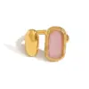 Wholesale PVD Coated 18K Gold Real Gold Plated Geometric Rectangle 304 Stainless Steel Elegant French Style IG Style Waterproof Non Tarnish Open Rings