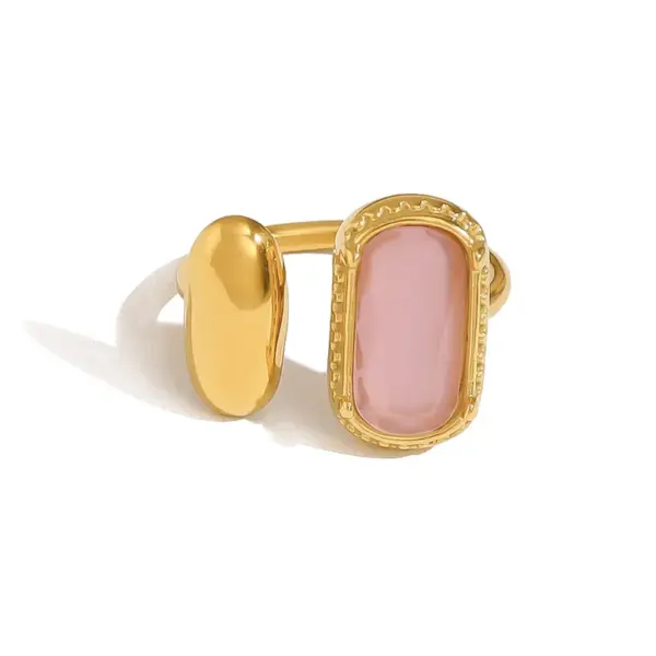 Wholesale PVD Coated 18K Gold Real Gold Plated Geometric Rectangle 304 Stainless Steel Elegant French Style IG Style Waterproof Non Tarnish Open Rings