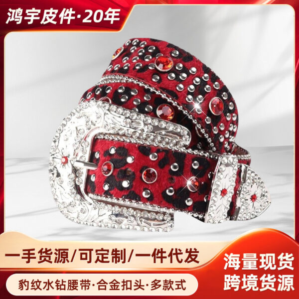 oly-e3108906bdbeeb391ab37d22fc9d4004 Wholesale Punk Leopard Rhinestone Belt Alloy Inlay Rhinestone Belt Men and Women Fashion Casual Jeans Belt