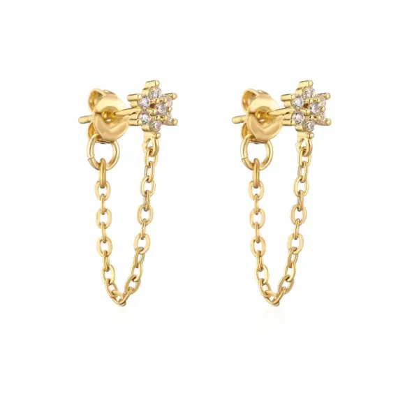 Wholesale Fashion Flower Copper Ear Studs Flowers Artificial Gemstones Copper Earrings