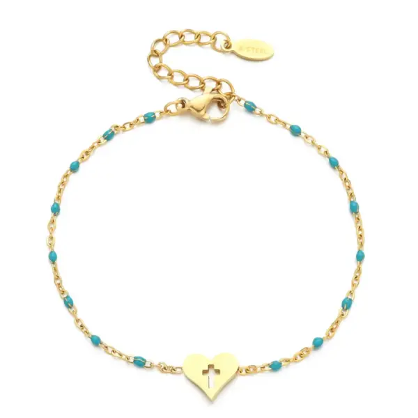 Wholesale Lady Heart Shape Stainless Steel Enamel Bracelets