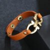 Wholesale PU leather alloy geometric leather personalized bracelet