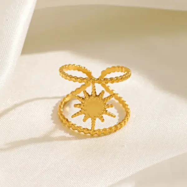 Wholesale PVD Coated 18K Gold Plated Star 304 Stainless Steel IG Style Waterproof Non Tarnish Open Ring
