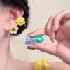 Wholesale Summer graffiti ~ color flower ear clip women's 2024 new earrings without earholes dopamine sweet temperament earrings