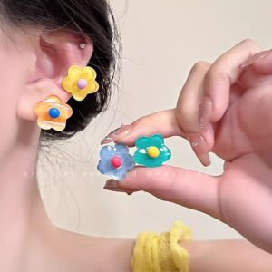 Wholesale Summer graffiti ~ color flower ear clip women's 2024 new earrings without earholes dopamine sweet temperament earrings