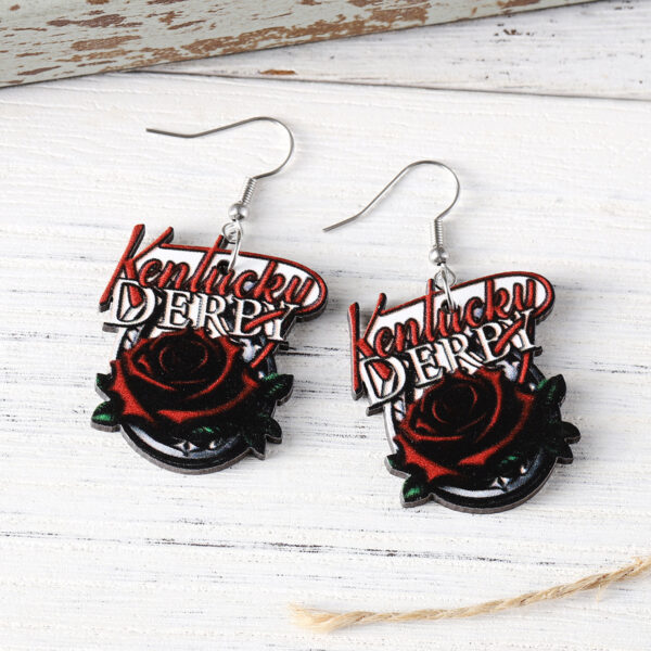 Wholesale Western wind rose horseshoe wooden double-sided earrings