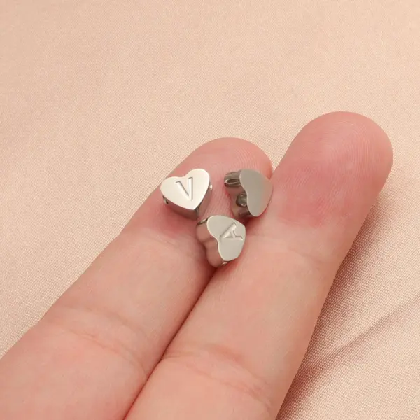 304 Stainless Steel Letter Heart Shape PVD Coated Simple Style Waterproof Non Tarnish Cable Chain Pendant Necklace