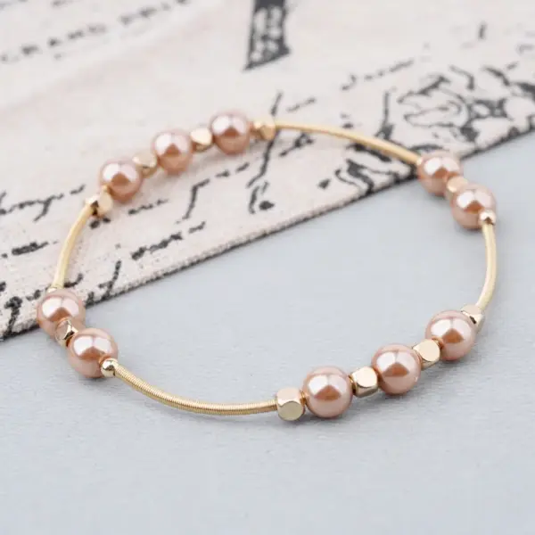 Geometric Beaded Steel Fashion Bangle