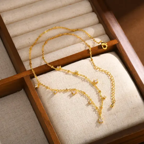 Copper 18K Gold Plated Inlay Colorful Zircon Pendant Necklace