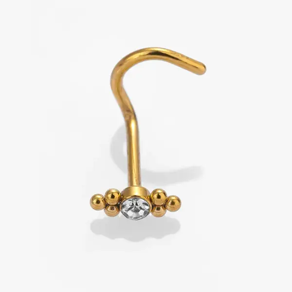 Wholesale 1 Piece Nose Rings & Studs Gothic Simple Style Flower 316L Stainless Steel Waterproof Non Tarnish Surgical Steel Zircon Ion Plating (IP) 14K Gold Plated Ear Cartilage Rings & Studs Nose Rings & Studs