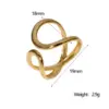 PVD Coated Real Gold Plated 18K Gold Irregular 304 Stainless Steel Modern Style Simple Style IG Style Waterproof Non Tarnish Open Rings
