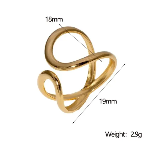 PVD Coated Real Gold Plated 18K Gold Irregular 304 Stainless Steel Modern Style Simple Style IG Style Waterproof Non Tarnish Open Rings