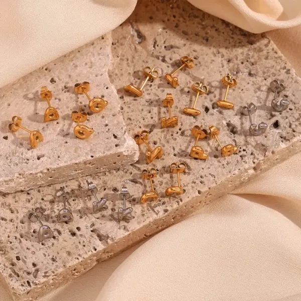 Wholesale 1 Pair Basic Classic Style Letter Plating 304 Stainless Steel 18K Gold Plated Ear Studs