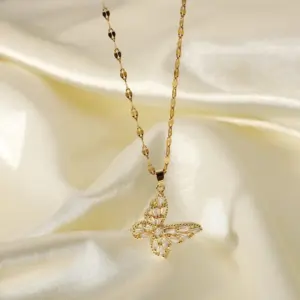 304 Stainless Steel PVD Coated Necklace Simple Style Pendant Necklace For Women'S