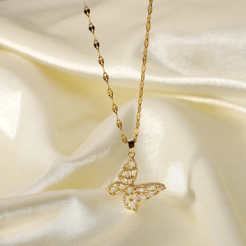 Wholesale 304 Stainless Steel PVD Coated Necklace Simple Style Pendant Necklace For Women'S