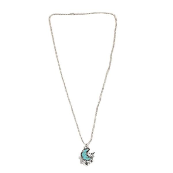 oly-e33515bf6943d06bd95c842556048e0d Wholesale Vintage cactus flower bird crescent turquoise alloy necklace
