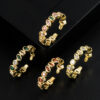 Wholesale European and American Cross-border Explosive Copper 18K Gold Color Zircon Geometric Shape Opening Ring Fashion High-end Personality Jewelry